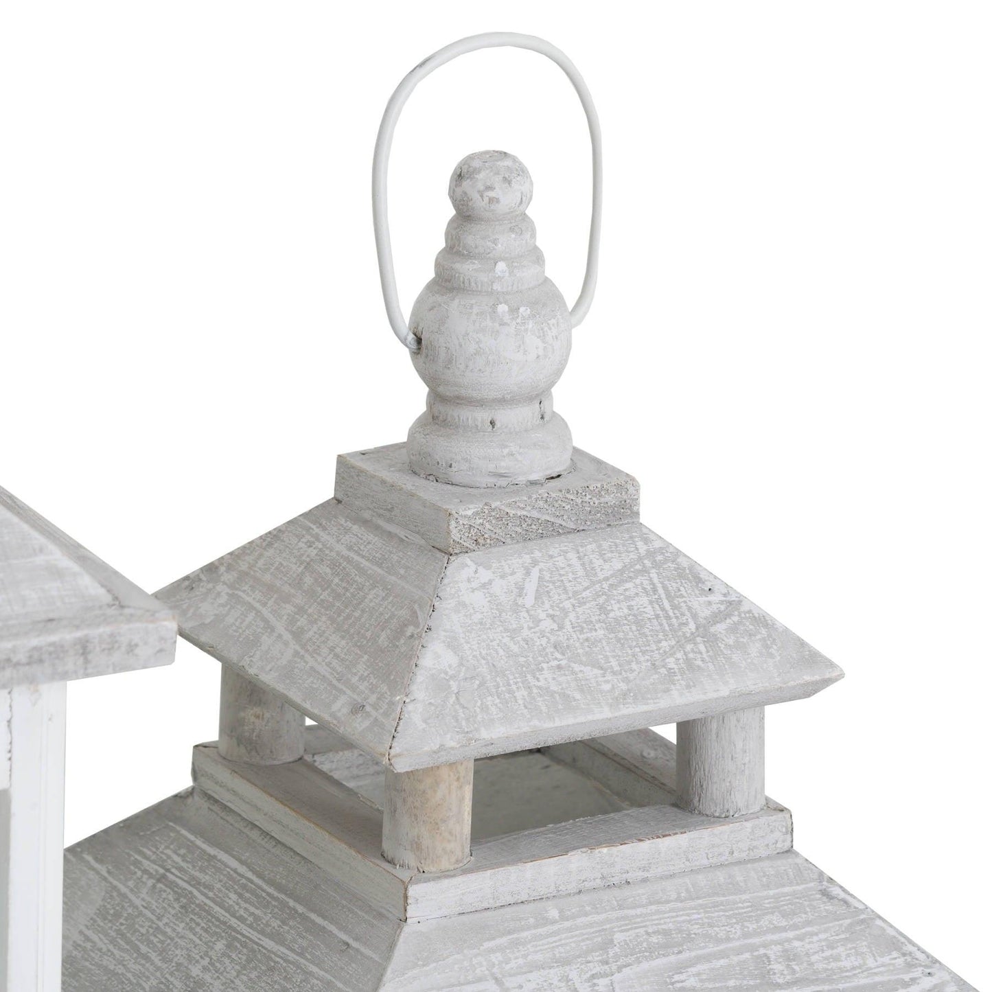 Set Of 3 White Window Style Lanterns With Open Top - Eudemonia Home Goods