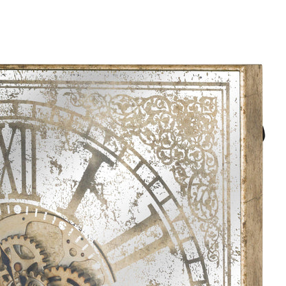 Large Mirrored Square Framed Clock With Moving Mechanism - Eudemonia Home Goods