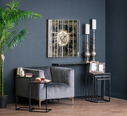 Large Mirrored Square Framed Clock With Moving Mechanism - Eudemonia Home Goods