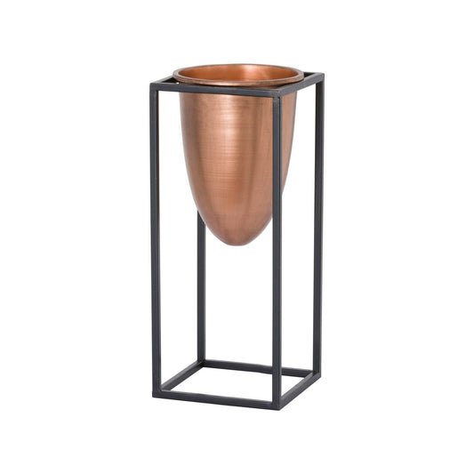 Copper Bullet Planter On Black Frame - Eudemonia Home Goods