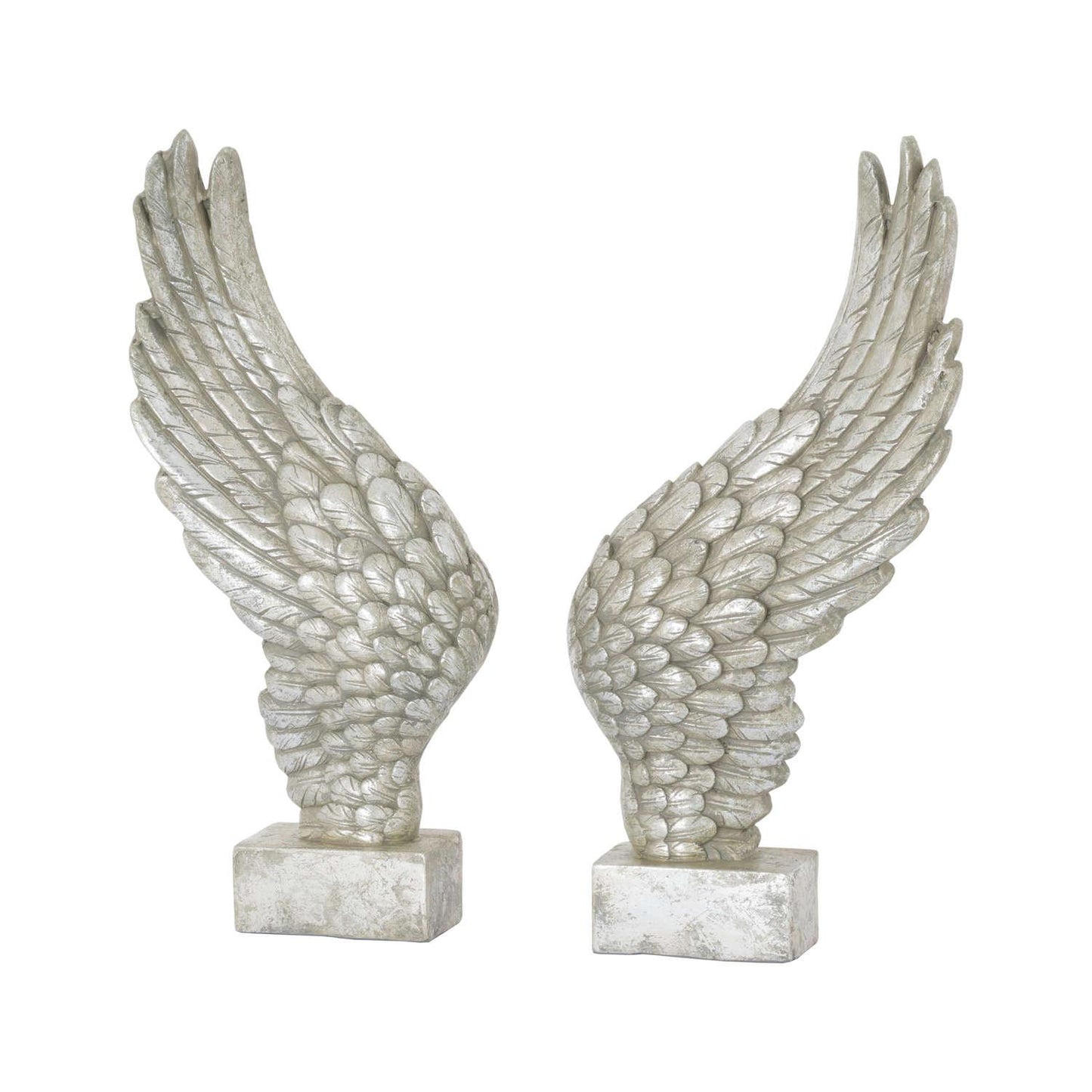 Large Freestanding Antique Silver Angel Wings Ornament - Eudemonia Home Goods