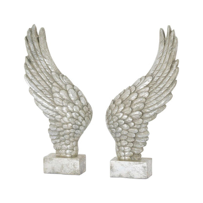 Large Freestanding Antique Silver Angel Wings Ornament - Eudemonia Home Goods