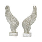Large Freestanding Antique Silver Angel Wings Ornament - Eudemonia Home Goods