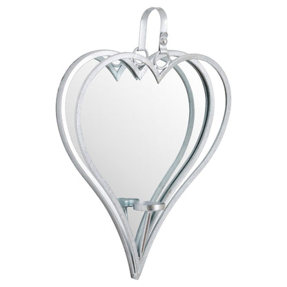 Large Silver Mirrored Heart Candle Holder - Eudemonia Home Goods