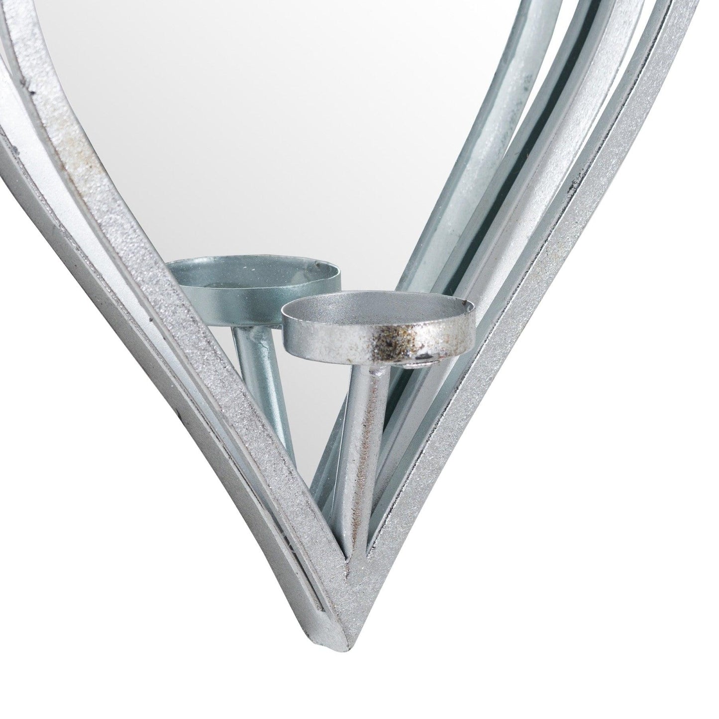 Small Silver Mirrored Heart Candle Holder - Eudemonia Home Goods