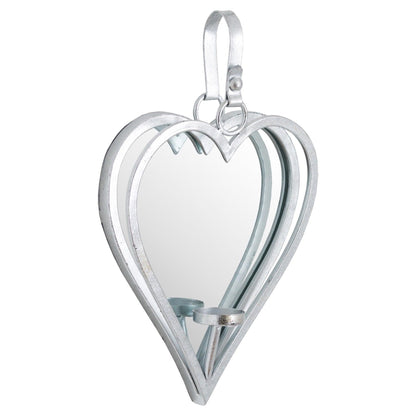 Small Silver Mirrored Heart Candle Holder - Eudemonia Home Goods