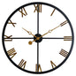 Distressed Black And Gold Skeleton Station Clock - Eudemonia Home Goods