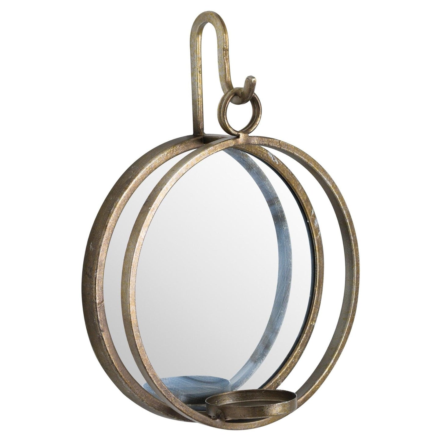 Large Bronze Wall Hanging Mirrored Candle Holder - Eudemonia Home Goods