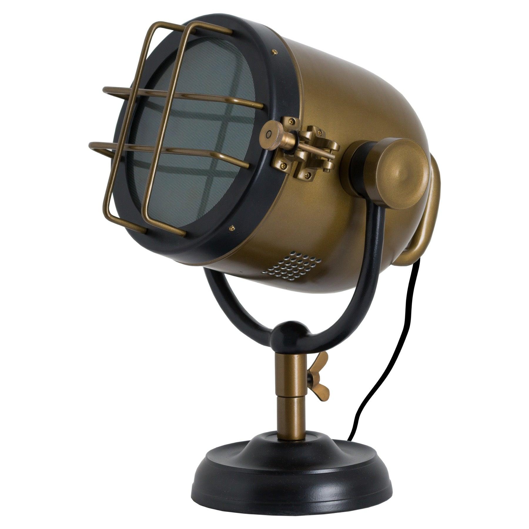 Brass And Black Industrial Spotlight Table Lamp - Eudemonia Home Goods