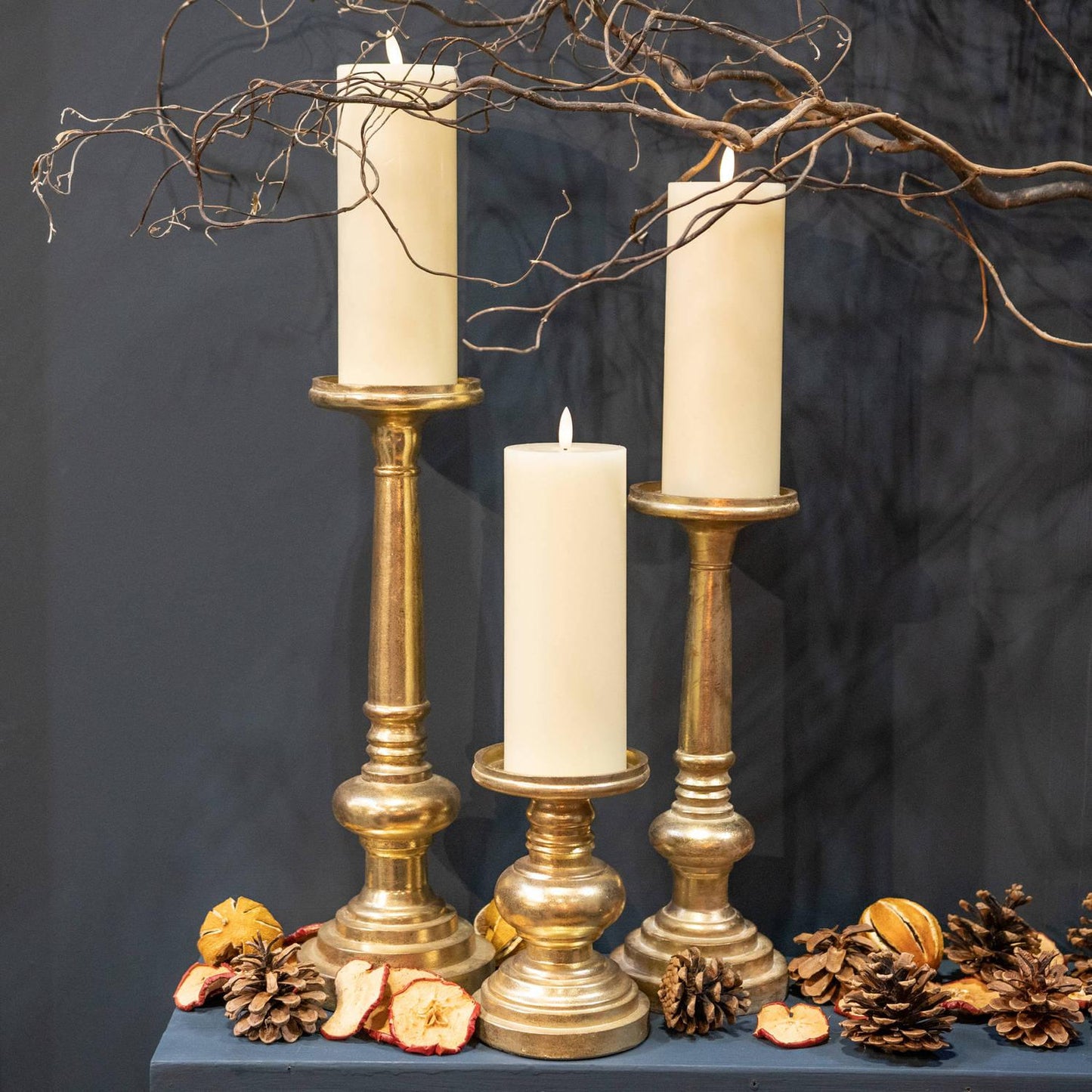 Antique Brass Effect Candle Holder - Eudemonia Home Goods