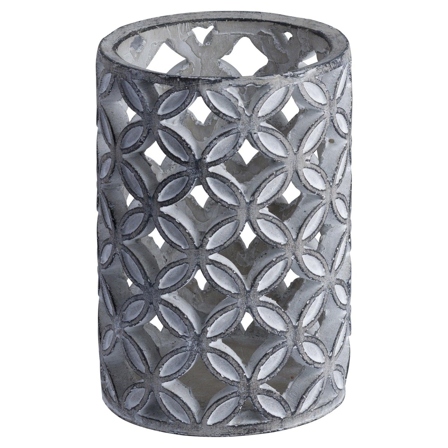 Large Geometric Stone Candle Hurricane - Eudemonia Home Goods