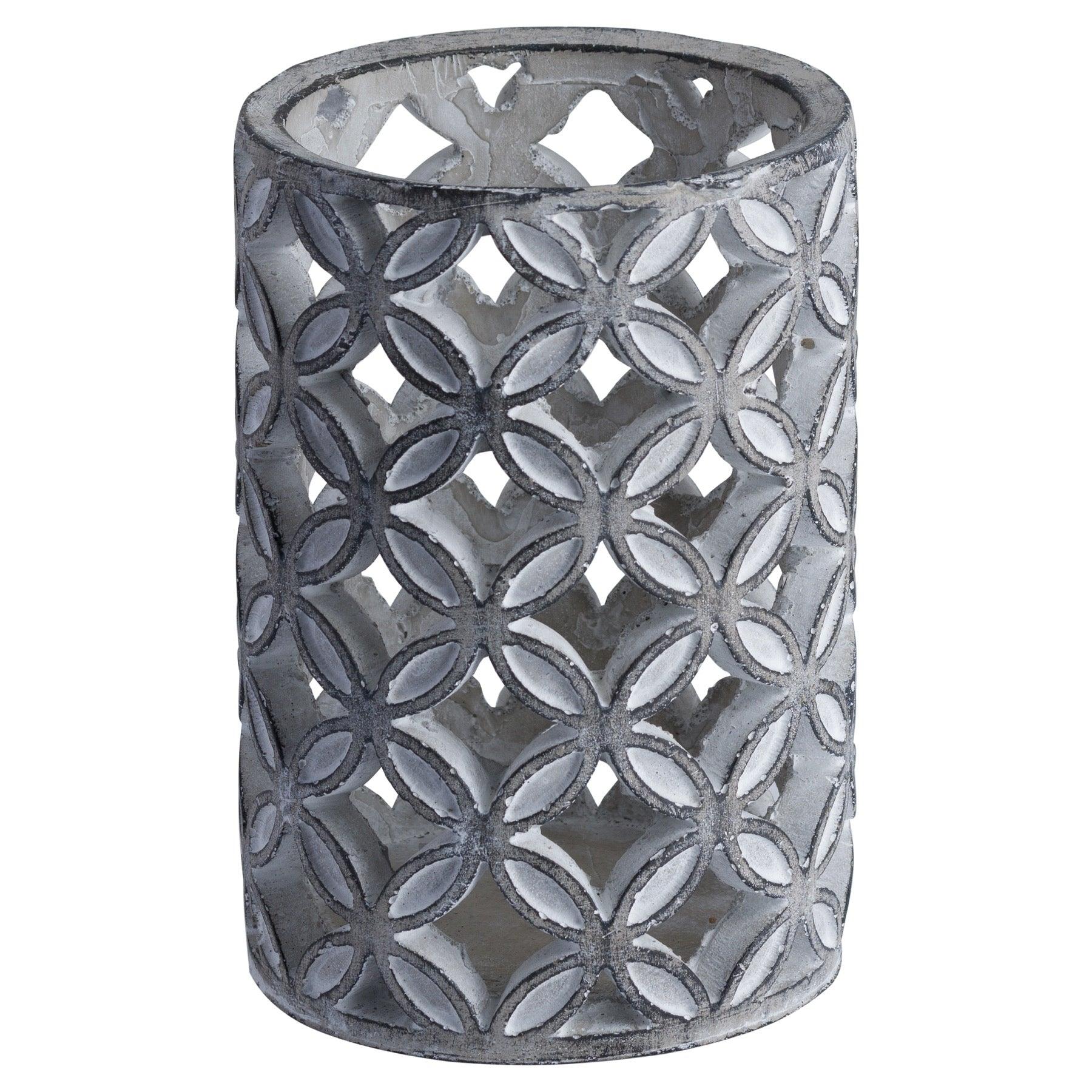 Large Geometric Stone Candle Hurricane - Eudemonia Home Goods