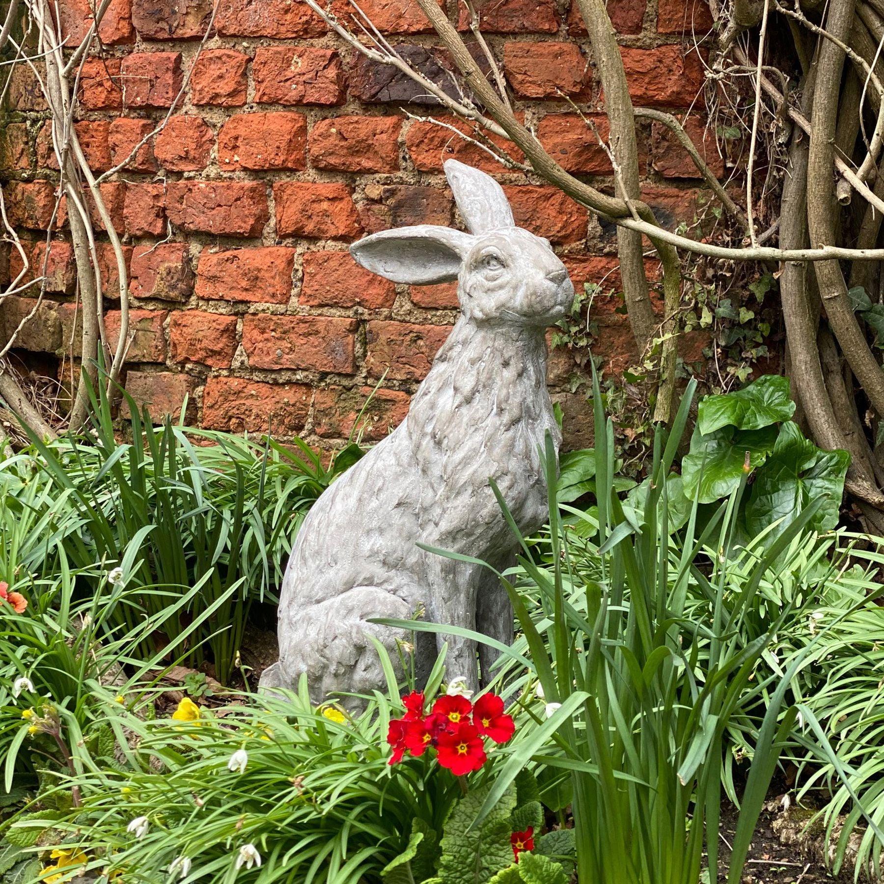 Large Sitting Outdoor Hare Statue - Eudemonia Home Goods
