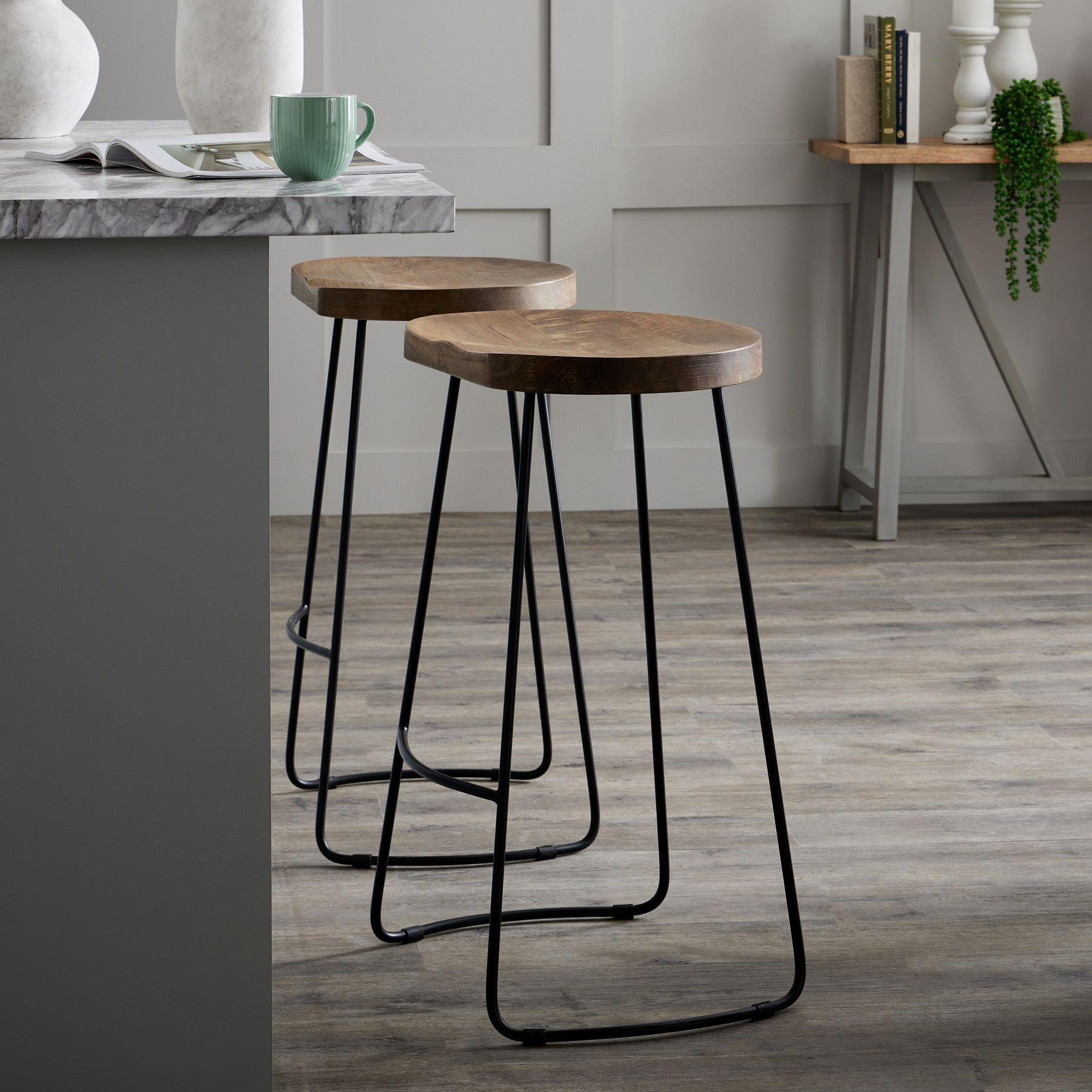 Franklin Hardwood Shaped Barstool - Eudemonia Home Goods
