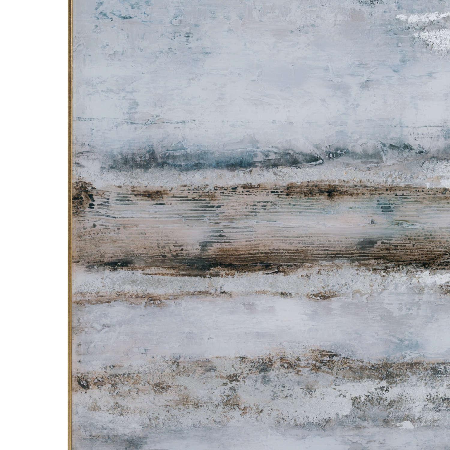 Large AbstrACTIVE Grey Glass Image With Silver Frame - Eudemonia Home Goods