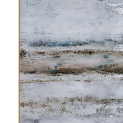 Large AbstrACTIVE Grey Glass Image With Silver Frame - Eudemonia Home Goods
