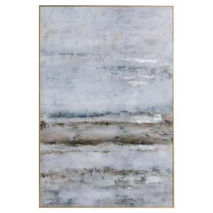 Large AbstrACTIVE Grey Glass Image With Silver Frame - Eudemonia Home Goods