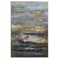 Large AbstrACTIVE Grey And Gold Glass Image With Gold Frame - Eudemonia Home Goods