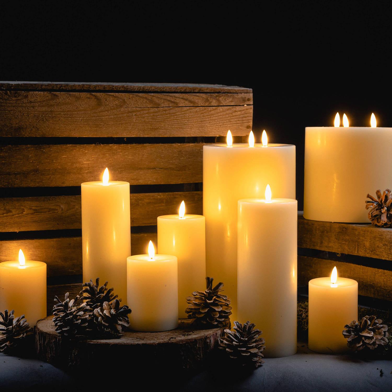 Luxe Collection Natural Glow 3.5 x 9 LED Ivory Candle - Eudemonia Home Goods
