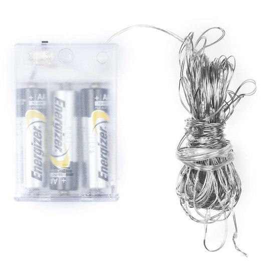 100 LED Battery Micro Lights Silver Wire 10m - Eudemonia Home Goods