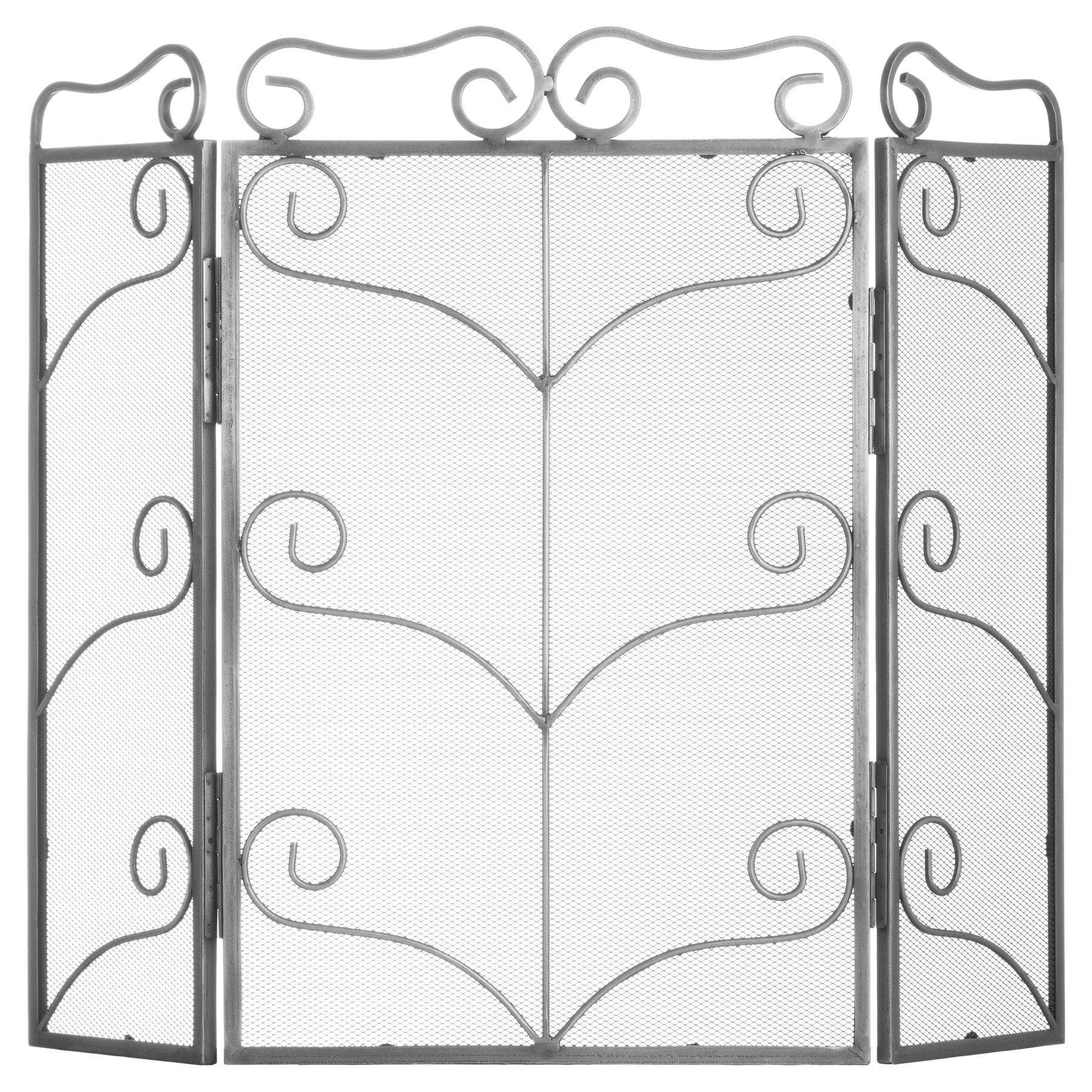 Heavy Large Antique Silver Fire Screen - Eudemonia Home Goods