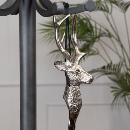 Silver Nickel Stag Head Detail Shoe Horn - Eudemonia Home Goods