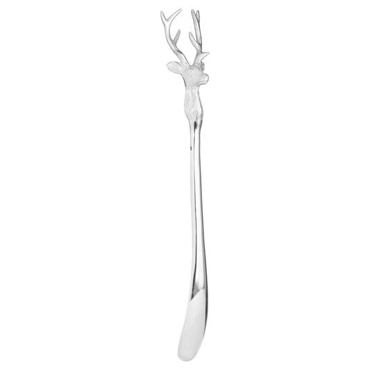 Silver Nickel Stag Head Detail Shoe Horn - Eudemonia Home Goods