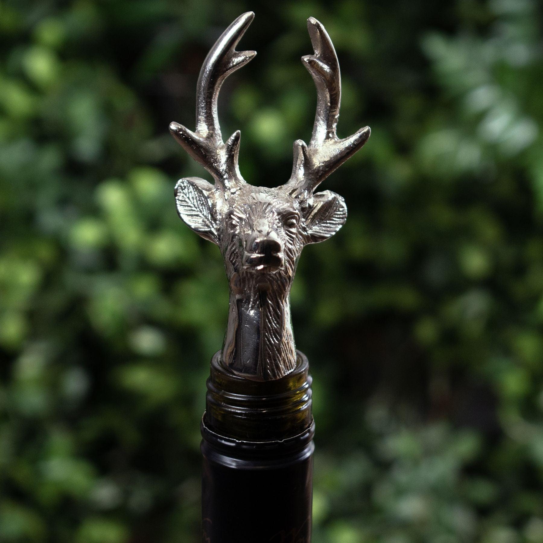Silver Nickel Reindeer Bottle Stopper - Eudemonia Home Goods