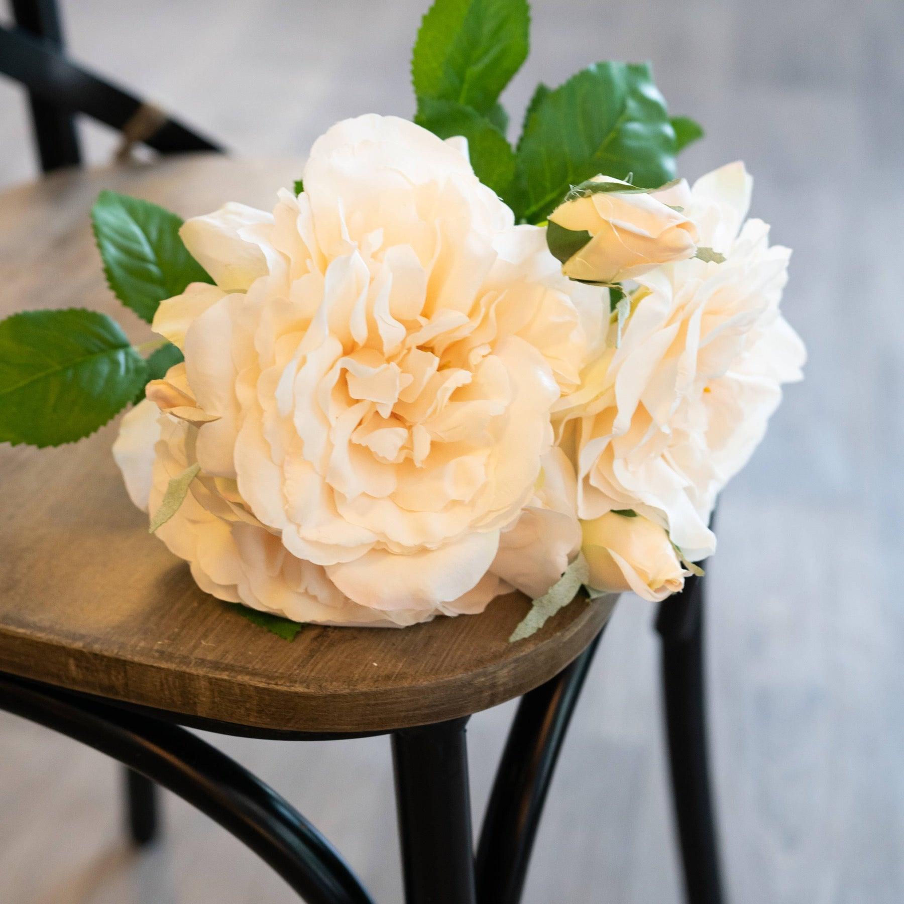 Peachy Cream Short Stem Rose Bouquet - Eudemonia Home Goods