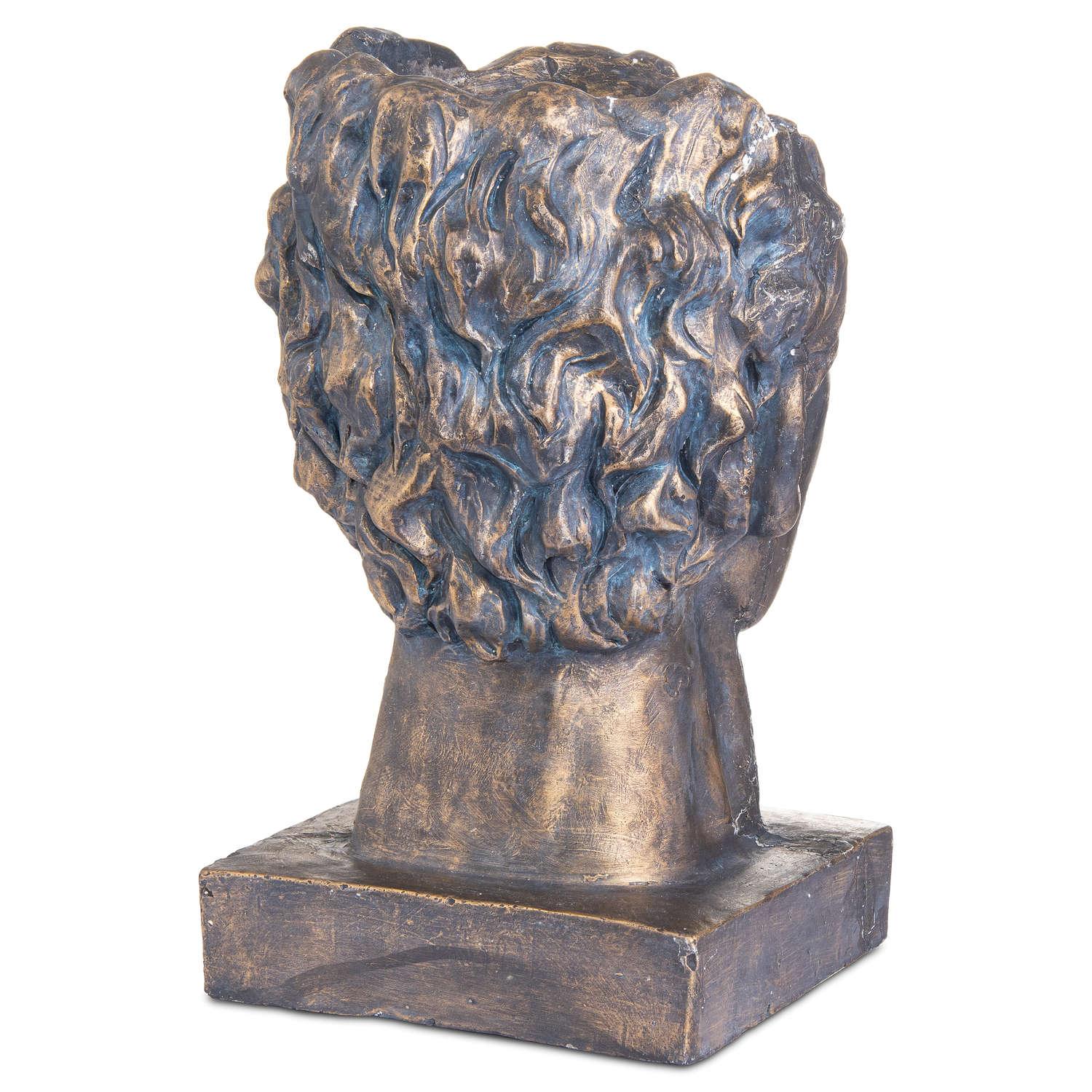 Antique Bronze Roman Head Planter Indoor Outdoor - Eudemonia Home Goods