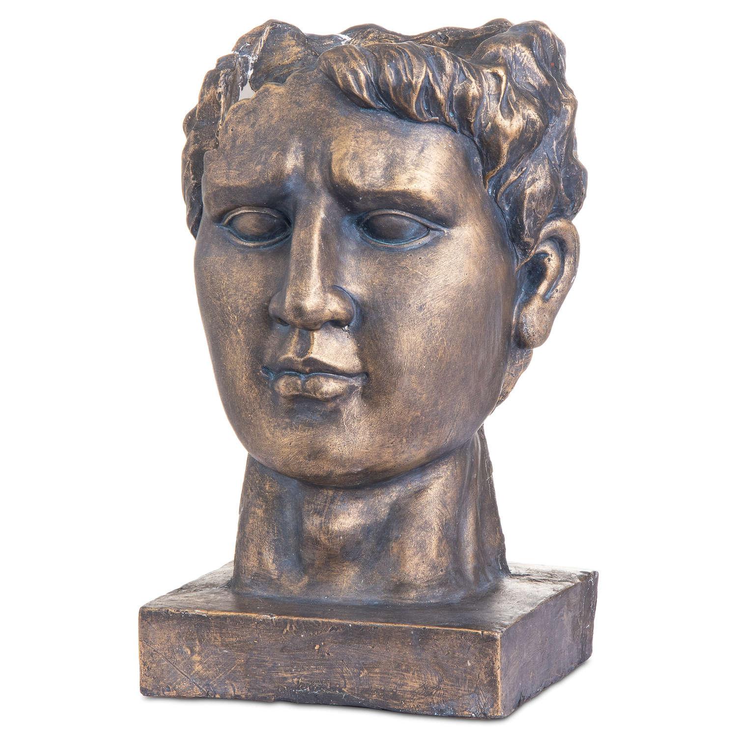 Antique Bronze Roman Head Planter Indoor Outdoor - Eudemonia Home Goods