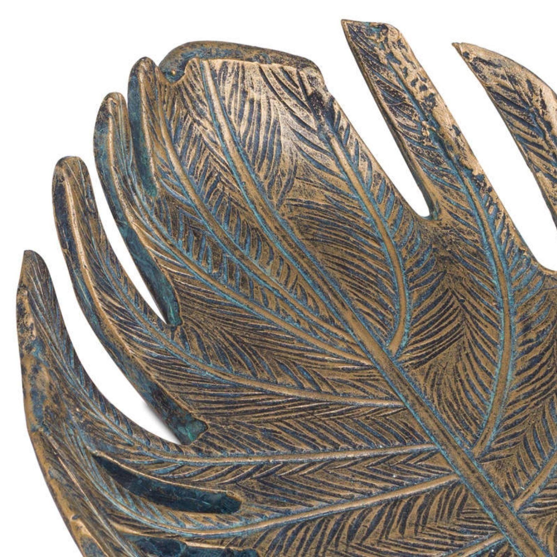 Antique Bronze Cheese Plant Leaf Dish - Eudemonia Home Goods