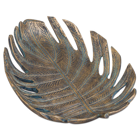 Antique Bronze Cheese Plant Leaf Dish - Eudemonia Home Goods