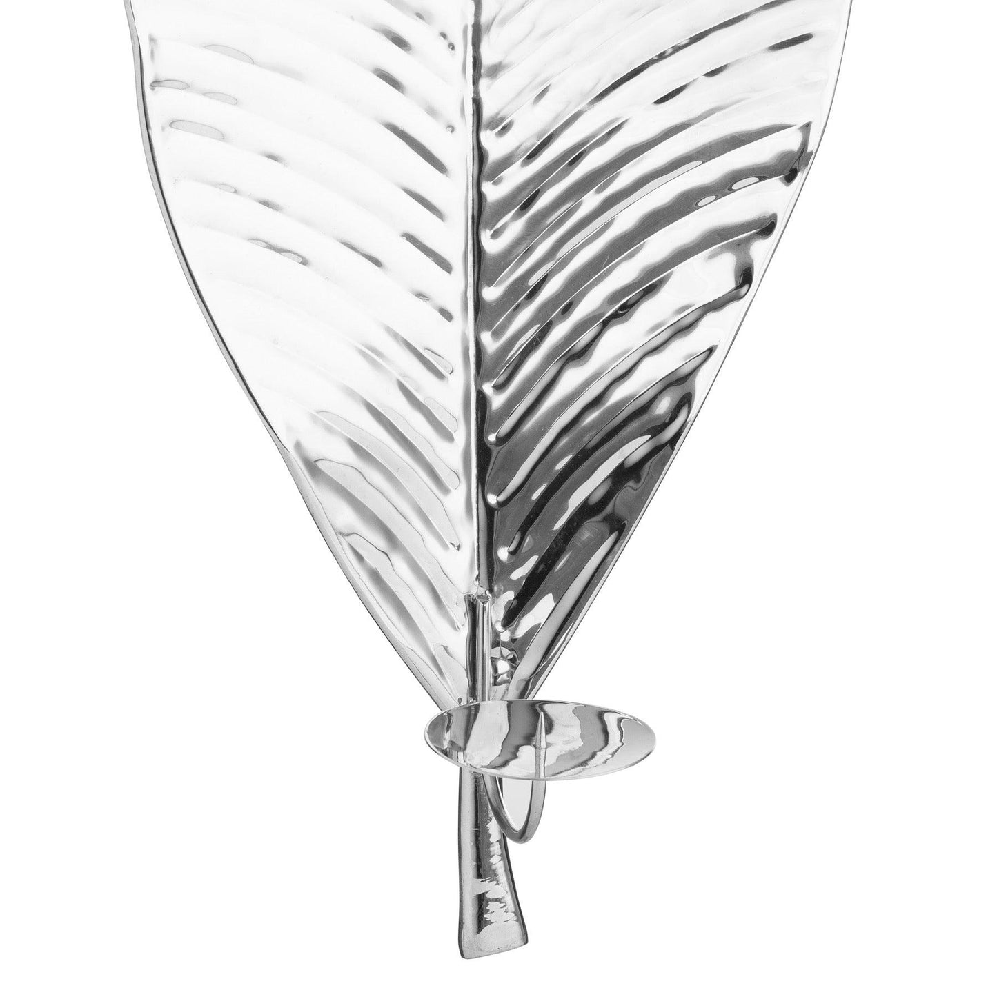 Large Silver Leaf Wall Hanging Candle Holder - Eudemonia Home Goods