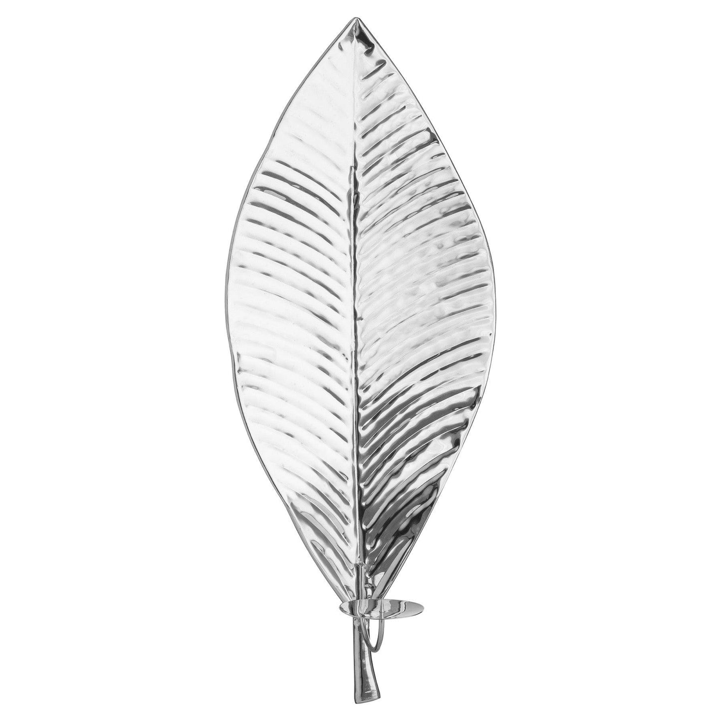 Large Silver Leaf Wall Hanging Candle Holder - Eudemonia Home Goods