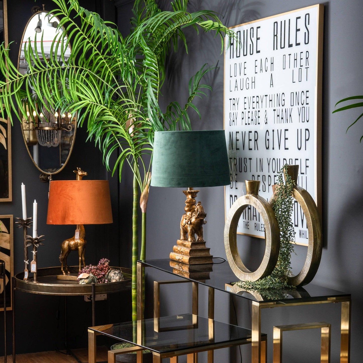 Large Glass House Rules Wall Art - Eudemonia Home Goods