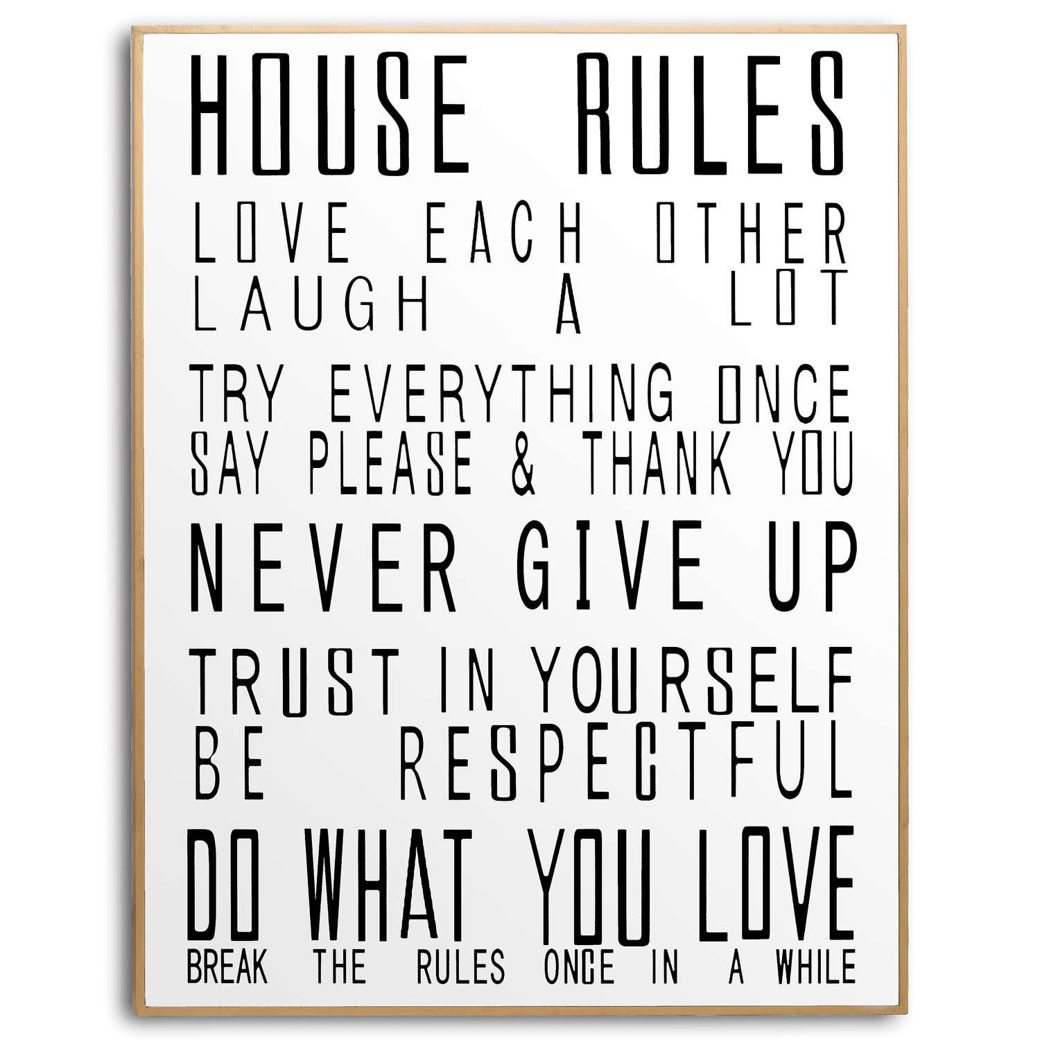 Large Glass House Rules Wall Art - Eudemonia Home Goods