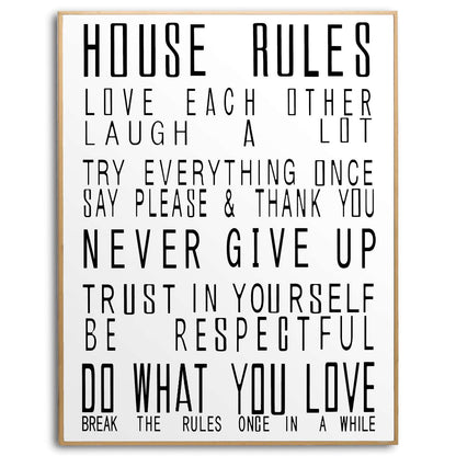 Large Glass House Rules Wall Art - Eudemonia Home Goods