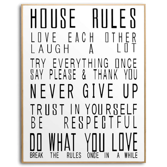 Large Glass House Rules Wall Art - Eudemonia Home Goods