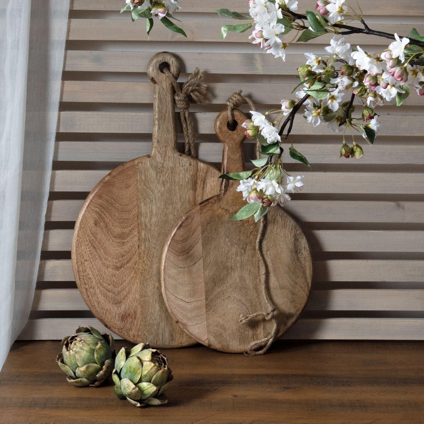 Round Hanging Hard Wood Chopping Board - Eudemonia Home Goods
