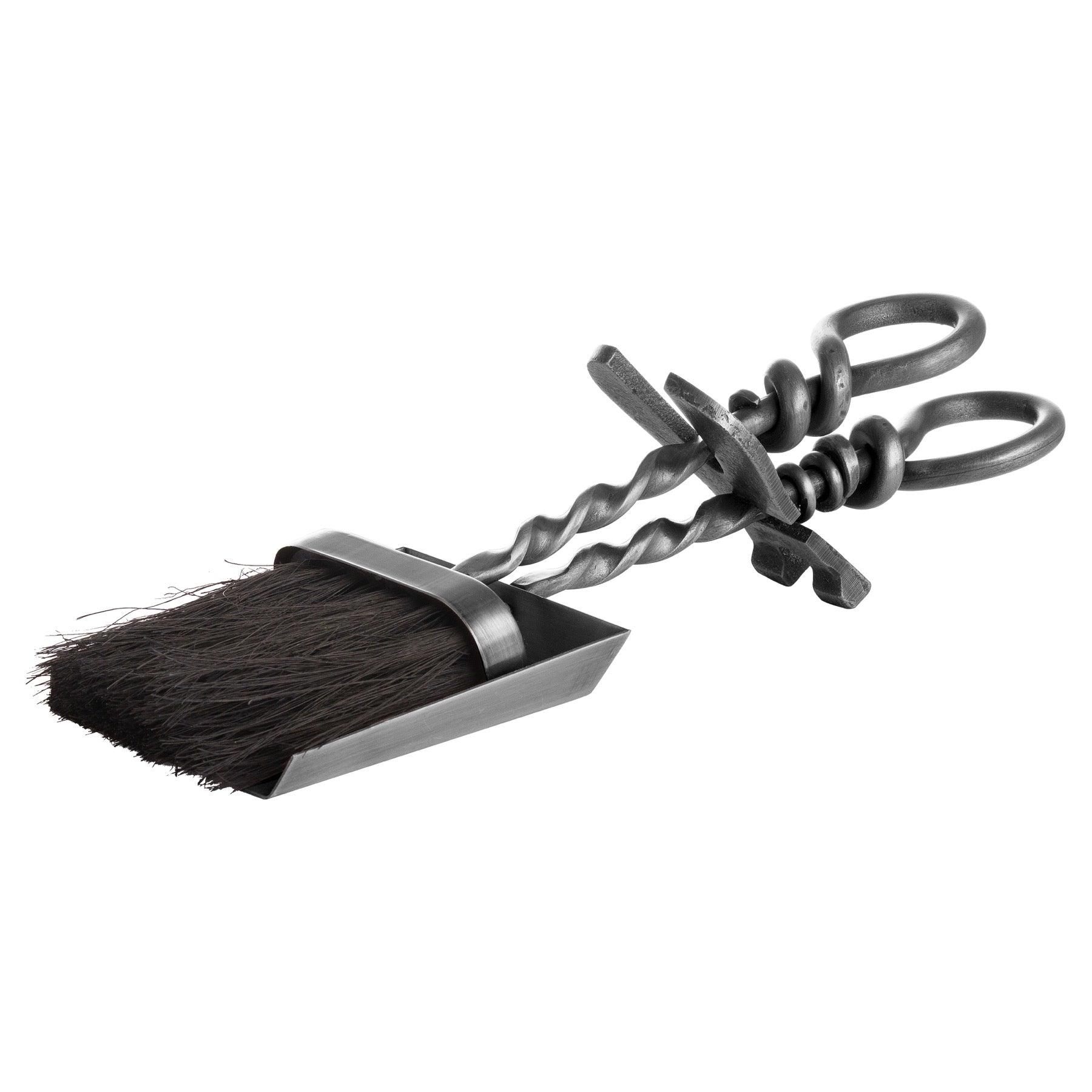 Silver Hearth Tidy Set With Hand Turned Loop Handle - Eudemonia Home Goods