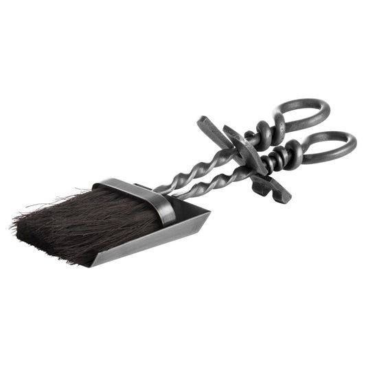 Silver Hearth Tidy Set With Hand Turned Loop Handle - Eudemonia Home Goods