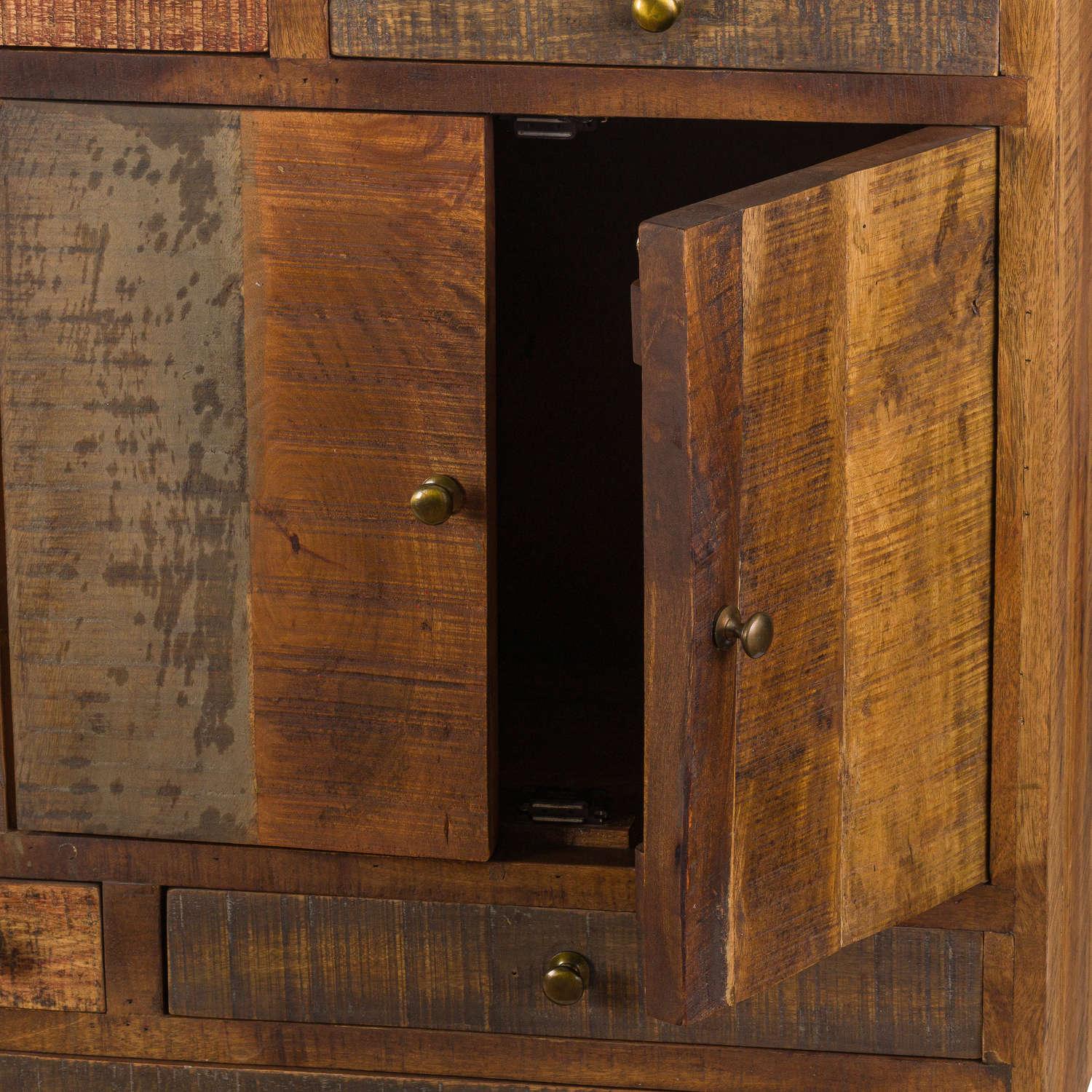 Multi Draw Reclaimed Industrial Chest With Brass Handle - Eudemonia Home Goods