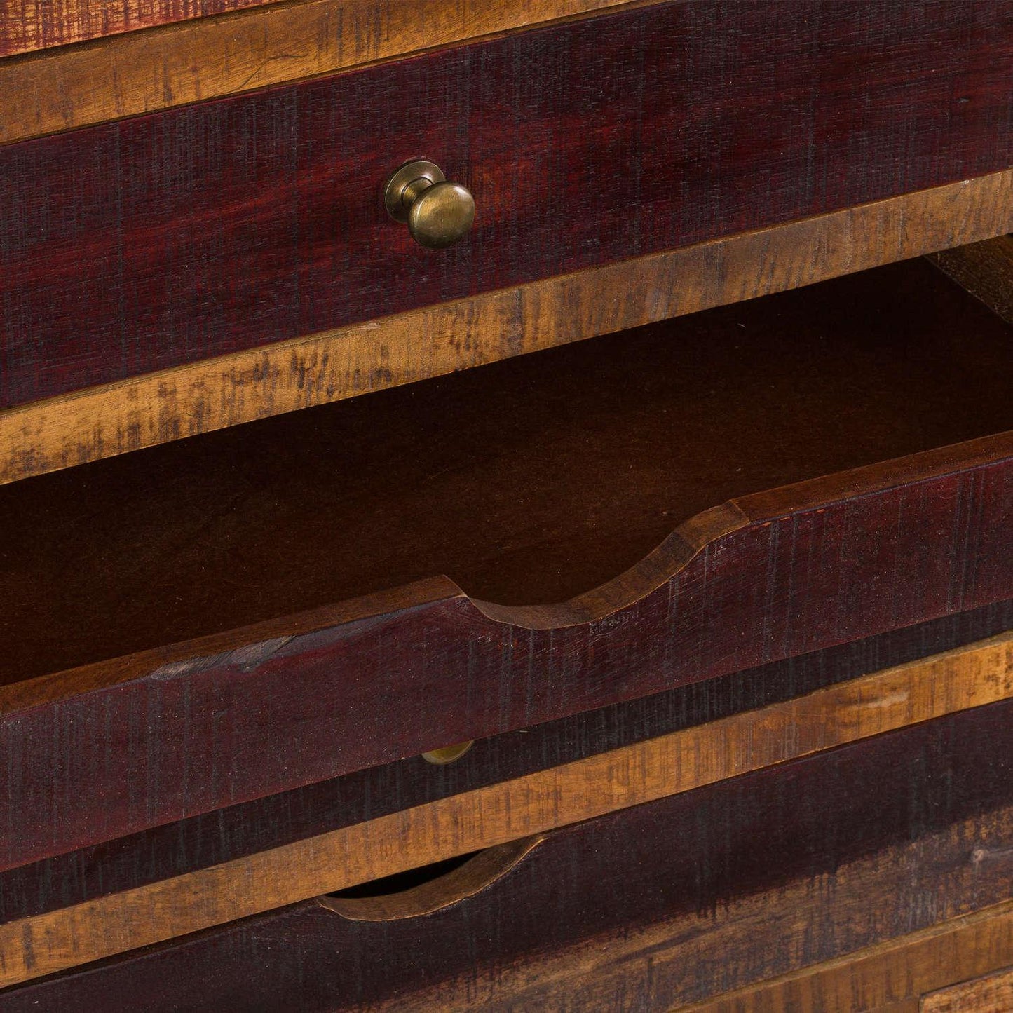 Multi Draw Reclaimed Industrial Chest With Brass Handle - Eudemonia Home Goods