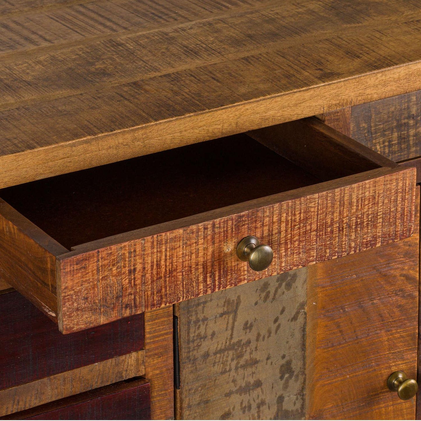 Multi Draw Reclaimed Industrial Chest With Brass Handle - Eudemonia Home Goods