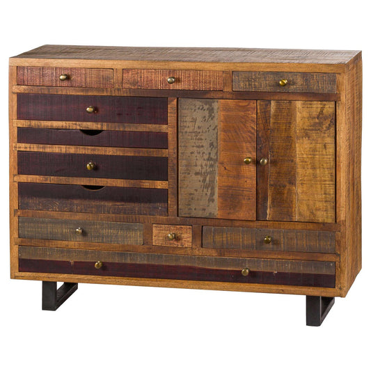 Multi Draw Reclaimed Industrial Chest With Brass Handle - Eudemonia Home Goods