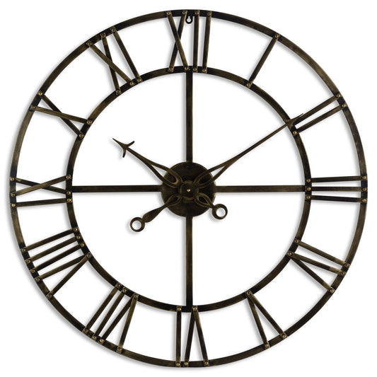 Small Antique Brass Skeleton Clock - Eudemonia Home Goods