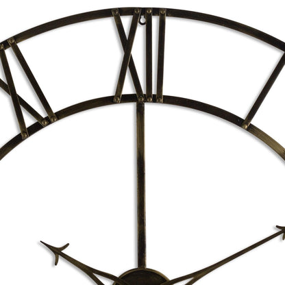 Large Antique Brass Large Skeleton Clock - Eudemonia Home Goods