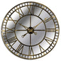 Large Antique Brass Mirrored Skeleton Clock - Eudemonia Home Goods