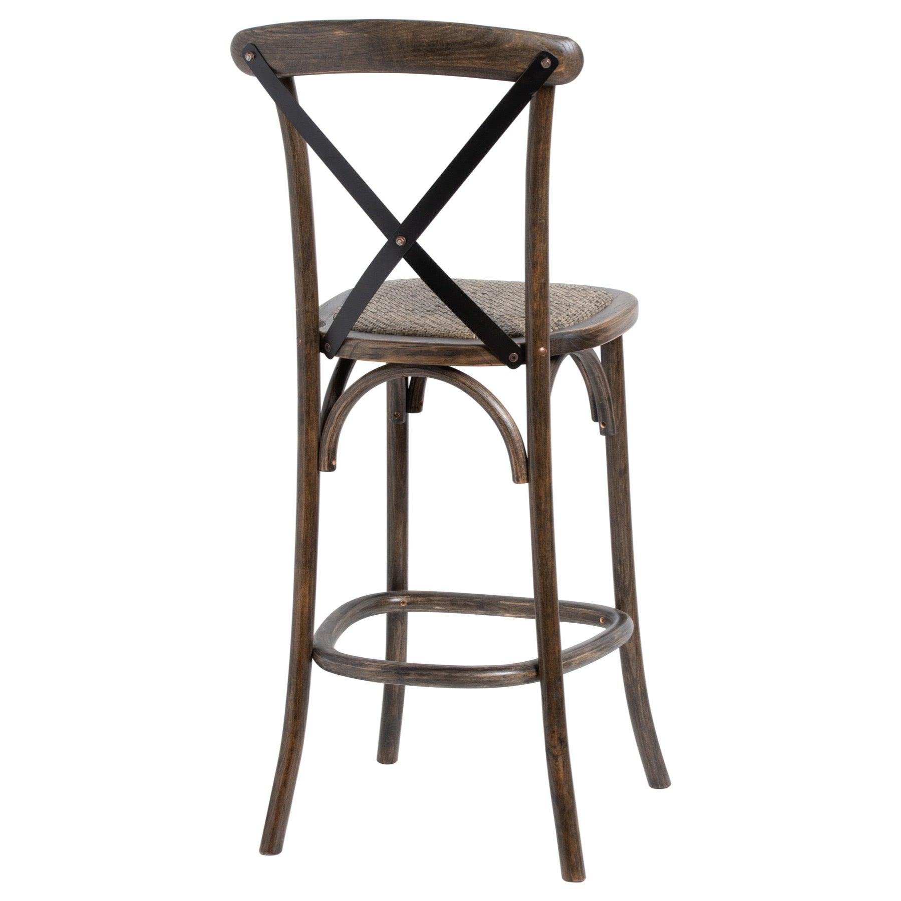Oak Cross Back Bar Stool - Eudemonia Home Goods